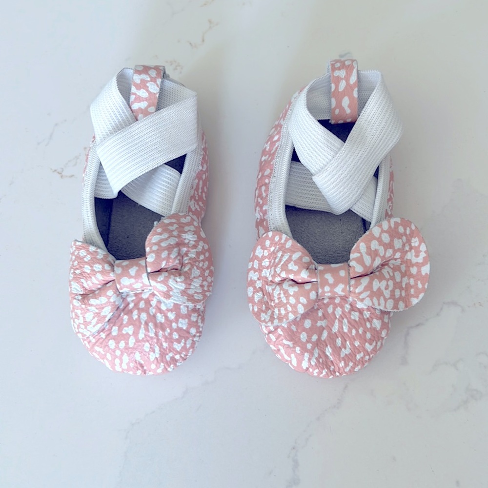 From Zion Leather Baby Ballet Slippers with Elastic Straps, 6-12 Months
